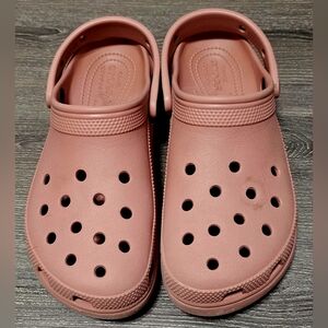 Womens chunk heel blush pink clogs size